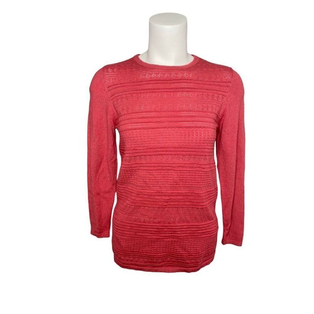 BUFFALO‎ DAVID BITTON Coral Crew Neck Open Weave Sweater Sz Small